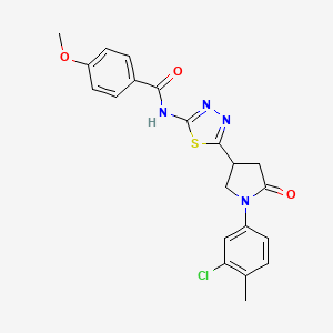 N-{5-[1-(3-chloro-4-methylphenyl)-5-oxopyrrolidin-3-yl]-1,3,4-thiadiazol-2-yl}-4-methoxybenzamide