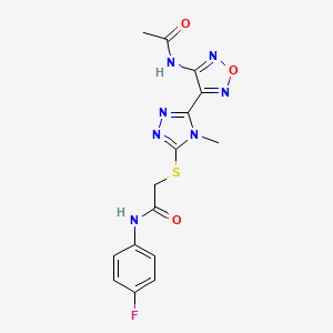 2-({5-[4-(acetylamino)-1,2,5-oxadiazol-3-yl]-4-methyl-4H-1,2,4-triazol-3-yl}sulfanyl)-N-(4-fluorophenyl)acetamide