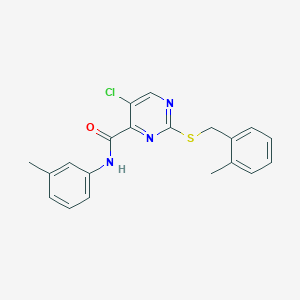 molecular formula C20H18ClN3OS B11369815 5-chloro-2-[(2-methylbenzyl)sulfanyl]-N-(3-methylphenyl)pyrimidine-4-carboxamide 