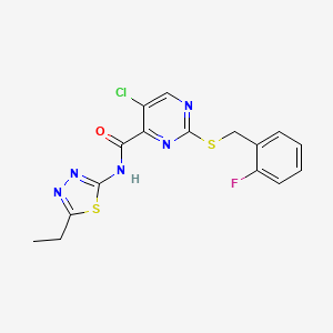 molecular formula C16H13ClFN5OS2 B11369817 5-chloro-N-(5-ethyl-1,3,4-thiadiazol-2-yl)-2-[(2-fluorobenzyl)sulfanyl]pyrimidine-4-carboxamide 