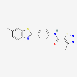 4-methyl-N-[4-(6-methyl-1,3-benzothiazol-2-yl)phenyl]-1,2,3-thiadiazole-5-carboxamide