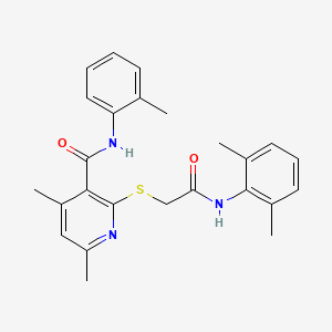 molecular formula C25H27N3O2S B11369842 2-({2-[(2,6-dimethylphenyl)amino]-2-oxoethyl}sulfanyl)-4,6-dimethyl-N-(2-methylphenyl)pyridine-3-carboxamide 