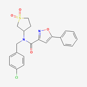 molecular formula C21H19ClN2O4S B11369882 N-(4-chlorobenzyl)-N-(1,1-dioxidotetrahydrothiophen-3-yl)-5-phenyl-1,2-oxazole-3-carboxamide 