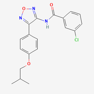 molecular formula C19H18ClN3O3 B11369957 3-chloro-N-{4-[4-(2-methylpropoxy)phenyl]-1,2,5-oxadiazol-3-yl}benzamide 