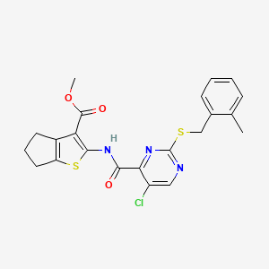 methyl 2-[({5-chloro-2-[(2-methylbenzyl)sulfanyl]pyrimidin-4-yl}carbonyl)amino]-5,6-dihydro-4H-cyclopenta[b]thiophene-3-carboxylate