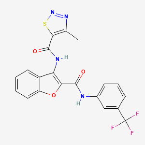 molecular formula C20H13F3N4O3S B11370008 4-methyl-N-(2-{[3-(trifluoromethyl)phenyl]carbamoyl}-1-benzofuran-3-yl)-1,2,3-thiadiazole-5-carboxamide 