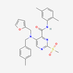 molecular formula C27H28N4O4S B11370025 N-(2,5-dimethylphenyl)-5-[(furan-2-ylmethyl)(4-methylbenzyl)amino]-2-(methylsulfonyl)pyrimidine-4-carboxamide 