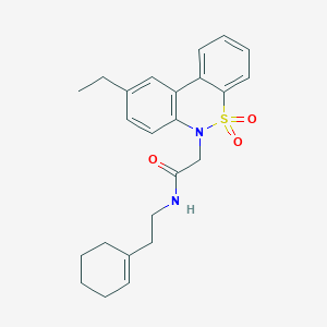 molecular formula C24H28N2O3S B11370088 N-[2-(1-Cyclohexen-1-YL)ethyl]-2-(9-ethyl-5,5-dioxido-6H-dibenzo[C,E][1,2]thiazin-6-YL)acetamide 