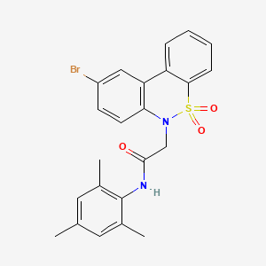 molecular formula C23H21BrN2O3S B11370134 2-(9-bromo-5,5-dioxido-6H-dibenzo[c,e][1,2]thiazin-6-yl)-N-mesitylacetamide 