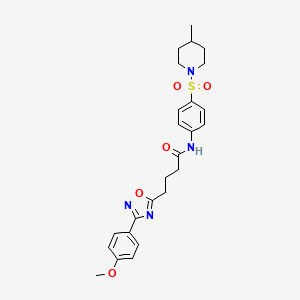 molecular formula C25H30N4O5S B11370156 4-[3-(4-methoxyphenyl)-1,2,4-oxadiazol-5-yl]-N-{4-[(4-methylpiperidin-1-yl)sulfonyl]phenyl}butanamide 