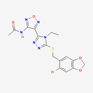 N-[4-(5-{[(6-bromo-1,3-benzodioxol-5-yl)methyl]sulfanyl}-4-ethyl-4H-1,2,4-triazol-3-yl)-1,2,5-oxadiazol-3-yl]acetamide