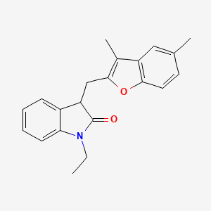 molecular formula C21H21NO2 B11370230 3-[(3,5-dimethyl-1-benzofuran-2-yl)methyl]-1-ethyl-1,3-dihydro-2H-indol-2-one 