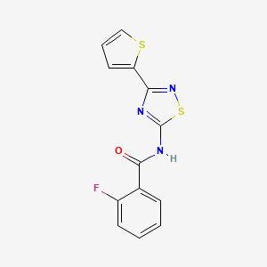 molecular formula C13H8FN3OS2 B11370275 2-fluoro-N-[3-(thiophen-2-yl)-1,2,4-thiadiazol-5-yl]benzamide 