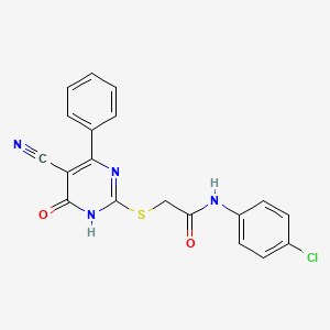 N-(4-chlorophenyl)-2-[(5-cyano-4-oxo-6-phenyl-1H-pyrimidin-2-yl)sulfanyl]acetamide