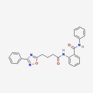 molecular formula C25H22N4O3 B11370313 N-phenyl-2-{[4-(3-phenyl-1,2,4-oxadiazol-5-yl)butanoyl]amino}benzamide 