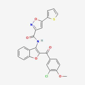 N-{2-[(3-chloro-4-methoxyphenyl)carbonyl]-1-benzofuran-3-yl}-5-(thiophen-2-yl)-1,2-oxazole-3-carboxamide