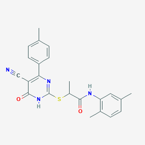 2-{[5-cyano-4-(4-methylphenyl)-6-oxo-1,6-dihydropyrimidin-2-yl]sulfanyl}-N-(2,5-dimethylphenyl)propanamide