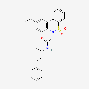 molecular formula C26H28N2O3S B11370358 2-(9-Ethyl-5,5-dioxido-6H-dibenzo[C,E][1,2]thiazin-6-YL)-N-(4-phenyl-2-butanyl)acetamide 