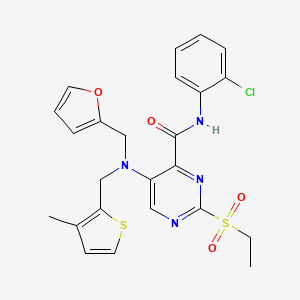 molecular formula C24H23ClN4O4S2 B11370399 N-(2-chlorophenyl)-2-(ethylsulfonyl)-5-{(furan-2-ylmethyl)[(3-methylthiophen-2-yl)methyl]amino}pyrimidine-4-carboxamide 