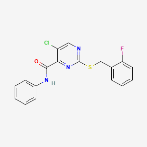 molecular formula C18H13ClFN3OS B11370406 5-chloro-2-[(2-fluorobenzyl)sulfanyl]-N-phenylpyrimidine-4-carboxamide 