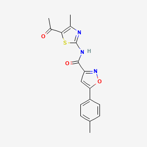 molecular formula C17H15N3O3S B11370413 N-(5-acetyl-4-methyl-1,3-thiazol-2-yl)-5-(4-methylphenyl)-1,2-oxazole-3-carboxamide 