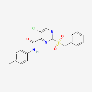 molecular formula C19H16ClN3O3S B11370421 2-benzylsulfonyl-5-chloro-N-(p-tolyl)pyrimidine-4-carboxamide 