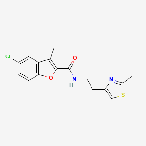 molecular formula C16H15ClN2O2S B11370434 5-chloro-3-methyl-N-[2-(2-methyl-1,3-thiazol-4-yl)ethyl]-1-benzofuran-2-carboxamide 