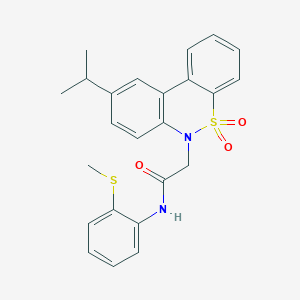 molecular formula C24H24N2O3S2 B11370452 2-(9-Isopropyl-5,5-dioxido-6H-dibenzo[C,E][1,2]thiazin-6-YL)-N-[2-(methylsulfanyl)phenyl]acetamide 