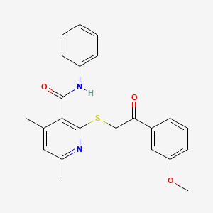 molecular formula C23H22N2O3S B11370456 2-{[2-(3-methoxyphenyl)-2-oxoethyl]sulfanyl}-4,6-dimethyl-N-phenylpyridine-3-carboxamide 