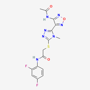 molecular formula C15H13F2N7O3S B11370468 2-({5-[4-(acetylamino)-1,2,5-oxadiazol-3-yl]-4-methyl-4H-1,2,4-triazol-3-yl}sulfanyl)-N-(2,4-difluorophenyl)acetamide 