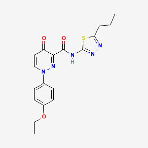 molecular formula C18H19N5O3S B11370483 1-(4-ethoxyphenyl)-4-oxo-N-(5-propyl-1,3,4-thiadiazol-2-yl)-1,4-dihydropyridazine-3-carboxamide 