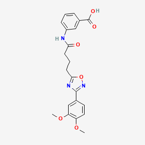 3-({4-[3-(3,4-Dimethoxyphenyl)-1,2,4-oxadiazol-5-yl]butanoyl}amino)benzoic acid