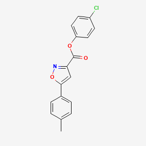 molecular formula C17H12ClNO3 B11370496 4-Chlorophenyl 5-(4-methylphenyl)-1,2-oxazole-3-carboxylate 