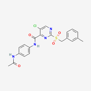 N-(4-acetamidophenyl)-5-chloro-2-(3-methylbenzyl)sulfonyl-pyrimidine-4-carboxamide