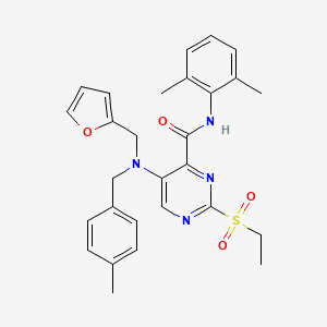 N-(2,6-dimethylphenyl)-2-(ethylsulfonyl)-5-[(furan-2-ylmethyl)(4-methylbenzyl)amino]pyrimidine-4-carboxamide