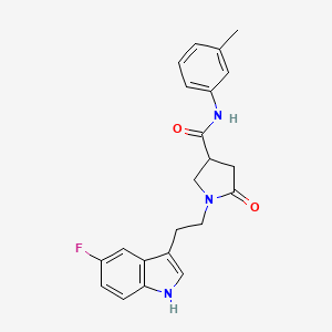 molecular formula C22H22FN3O2 B11370566 1-[2-(5-fluoro-1H-indol-3-yl)ethyl]-N-(3-methylphenyl)-5-oxopyrrolidine-3-carboxamide 