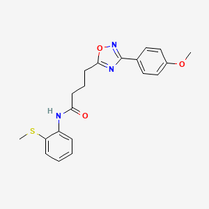 molecular formula C20H21N3O3S B11370578 4-[3-(4-methoxyphenyl)-1,2,4-oxadiazol-5-yl]-N-[2-(methylsulfanyl)phenyl]butanamide 