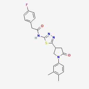 N-{5-[1-(3,4-dimethylphenyl)-5-oxopyrrolidin-3-yl]-1,3,4-thiadiazol-2-yl}-2-(4-fluorophenyl)acetamide