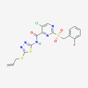 5-chloro-2-[(2-fluorobenzyl)sulfonyl]-N-[5-(prop-2-en-1-ylsulfanyl)-1,3,4-thiadiazol-2-yl]pyrimidine-4-carboxamide