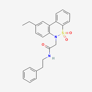 2-(9-ethyl-5,5-dioxido-6H-dibenzo[c,e][1,2]thiazin-6-yl)-N-(2-phenylethyl)acetamide