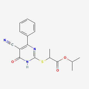 molecular formula C17H17N3O3S B11370725 propan-2-yl 2-[(5-cyano-6-oxo-4-phenyl-1H-pyrimidin-2-yl)sulfanyl]propanoate 