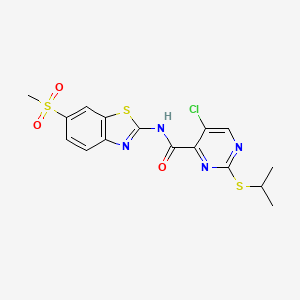 5-chloro-N-(6-methanesulfonyl-1,3-benzothiazol-2-yl)-2-(propan-2-ylsulfanyl)pyrimidine-4-carboxamide