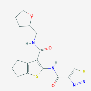 molecular formula C16H18N4O3S2 B11370808 N-{3-[(tetrahydrofuran-2-ylmethyl)carbamoyl]-5,6-dihydro-4H-cyclopenta[b]thiophen-2-yl}-1,2,3-thiadiazole-4-carboxamide 