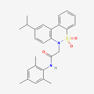 molecular formula C26H28N2O3S B11370869 2-(9-isopropyl-5,5-dioxido-6H-dibenzo[c,e][1,2]thiazin-6-yl)-N-mesitylacetamide 