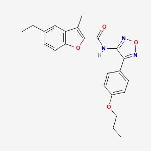 molecular formula C23H23N3O4 B11370925 5-ethyl-3-methyl-N-[4-(4-propoxyphenyl)-1,2,5-oxadiazol-3-yl]-1-benzofuran-2-carboxamide 