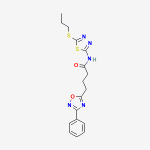 4-(3-phenyl-1,2,4-oxadiazol-5-yl)-N-[5-(propylsulfanyl)-1,3,4-thiadiazol-2-yl]butanamide