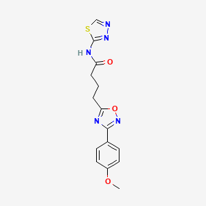 molecular formula C15H15N5O3S B11370955 4-[3-(4-methoxyphenyl)-1,2,4-oxadiazol-5-yl]-N-(1,3,4-thiadiazol-2-yl)butanamide 