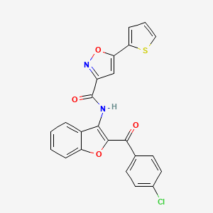 molecular formula C23H13ClN2O4S B11370983 N-{2-[(4-chlorophenyl)carbonyl]-1-benzofuran-3-yl}-5-(thiophen-2-yl)-1,2-oxazole-3-carboxamide 