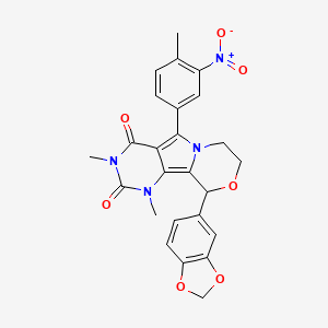 13-(1,3-benzodioxol-5-yl)-3,5-dimethyl-8-(4-methyl-3-nitrophenyl)-12-oxa-3,5,9-triazatricyclo[7.4.0.02,7]trideca-1,7-diene-4,6-dione