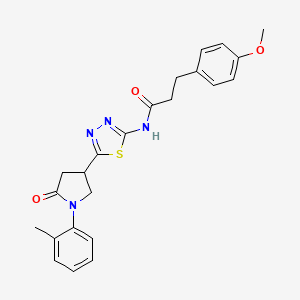 3-(4-methoxyphenyl)-N-{5-[1-(2-methylphenyl)-5-oxopyrrolidin-3-yl]-1,3,4-thiadiazol-2-yl}propanamide